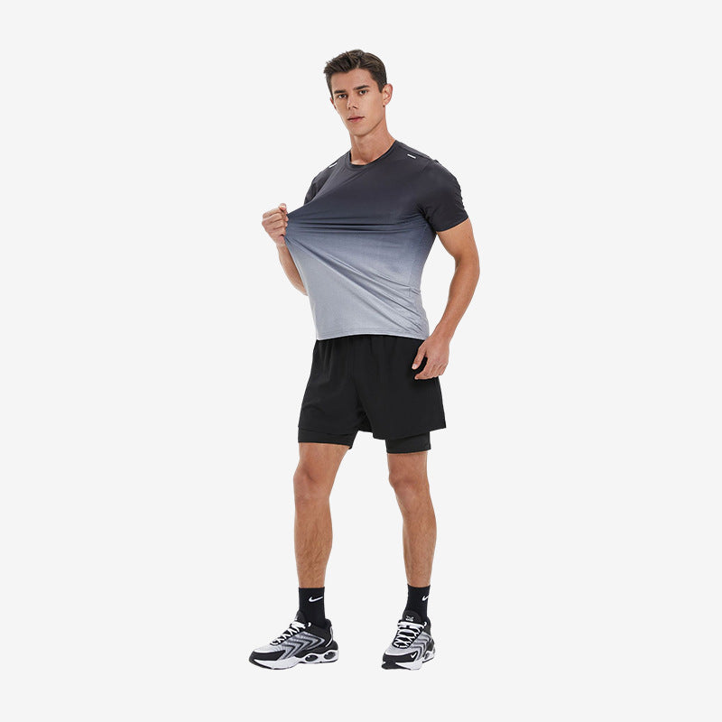Sports Short Sleeve Men's Quick-drying Elastic Breathable Wicking Round Neck Muscle